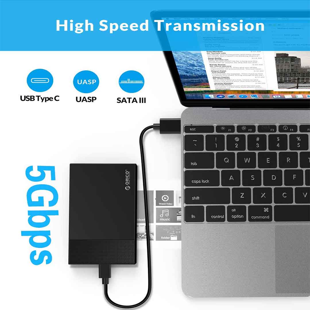 ORICO 2.5'' Hard Drive Enclosure USB C - Image 3